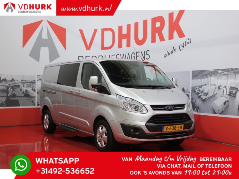 Ford Transit Custom Bestelbus 2.0 TDCI 130 pk L2 DC Dubbel Cabine 2x Schuifdeur/ LMV/ Stoelverw./ Camera/ Navi/ 2.8t Trekverm.