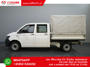 Volkswagen Transporter Open cargo box 2.0 TDI L2 DC Double Cab 6 Pers./ 216x194/ LOW mileage/ Open cargo box/ Pick-up/ Huif/ Cruise/ Airco