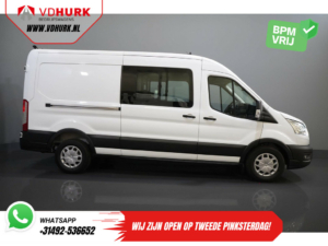 Ford Transit Bestelbus 2.0 TDCI 130 pk L3H2 DC Dubbel Cabine 7 Pers./ Riem V.V./ Adapt. Cruise/ CarPlay/ PDC/ Navi/ Camera/ Airco/ Trekhaak