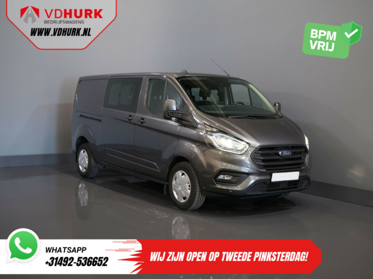 Ford Transit Custom Bestelbus 320 2.0 TDCI 130 pk Aut. L2 Trend BPM VRIJ! Dubbel Cabine DC Carplay/ Stoelverw./ PDC/ Cruise/ Trekhaak/ Airco