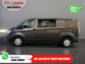 Ford Transit Custom Bestelbus 320 2.0 TDCI 130 pk Aut. L2 Trend BPM VRIJ! Dubbel Cabine DC Carplay/ Stoelverw./ PDC/ Cruise/ Trekhaak/ Airco