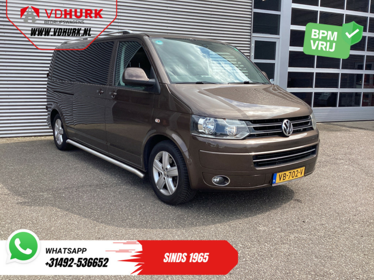 Volkswagen Transporter Bestelbus 2.0 TDI DSG Aut. 140 pk L2 DC Dubbel Cabine EXPORT ONLY NL Auto/ APK 04-2026/ Riem V.V./ Leder/ Cruise/ Camera/ Navi/ Sidebars/ 