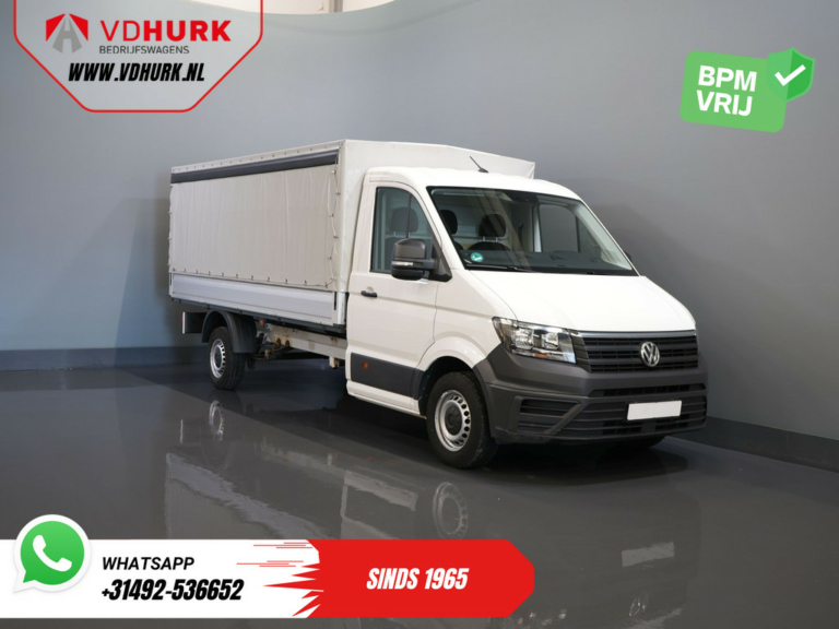 Volkswagen Crafter Open cargo box 35 2.0 TDI 180 hp DSG Aut. BPM GRATUIT ! 430x203 Coffre ouvert/ Bâche coulissante/ Couverture/ Climat/ Adapt. Cruise/ Camera/ Carplay
