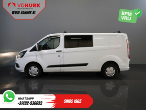 Ford Transit Custom Bestelbus 2.0 TDCI L2 Trend DC Dubbel Cabine BPM VRIJ! Stoelverw./ Carplay/ 2.7t Trekverm./ Navi/ PDC/ Cruise