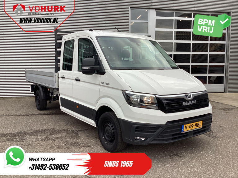 MAN TGE Open body 3.180 DSG Aut. DC Double Cab BPM FREE! Open cargo box 350x203/ 7 Pers./ Carplay/ Towbar/ Cruise/ 2.8t Towverm./ Airco/ Pick 