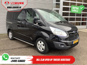 Ford Transit Custom Bestelbus 2.2 TDCI 155 pk Limited DC Dubbel Cabine 2xSchuifdeur/ Elek. Stoel/ Leder/ Stoelverw./ Sidebars/ Airco/ Navi/ Cruise/ Camera/ PD