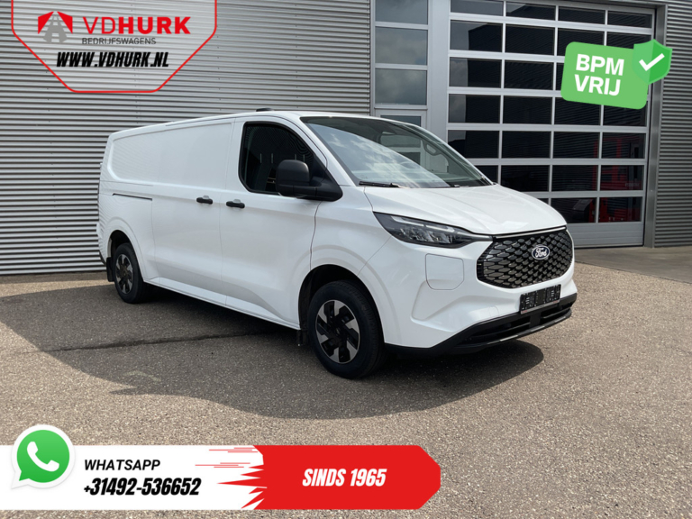 Ford E-Transit Custom Bestelbus L2 330 km WLTP LED/ Standkachel/ Stoelverw./ Snellader/ 2.3t Trekverm./ Carplay/ Climate/ Camera/ PDC/ Cruise