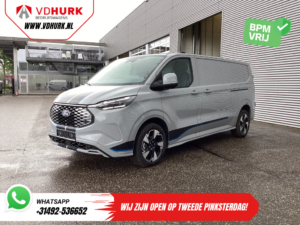 Ford E-Transit Custom Bestelbus Sport L2 330km WLTP LED/ 2x Schuifdeur/ Adapt.Cruise/ Elek.Stoel/ Standkachel/ Stoelverw./ Carplay/ Navi/ Camera/ Climate/ 19” L