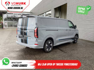 Ford E-Transit Custom Bestelbus Sport L2 330km WLTP LED/ 2x Schuifdeur/ Adapt.Cruise/ Elek.Stoel/ Standkachel/ Stoelverw./ Carplay/ Navi/ Camera/ Climate/ 19” L