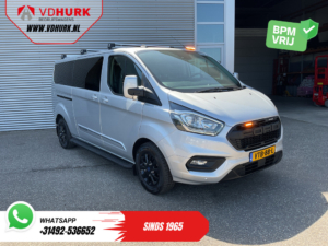 Ford Transit Custom Van 2.0 TDCI 130 hp Aut DC Double Cab 2xSliding door/ NL Auto/ Carplay/ Leather/ Seatverw./ Navi/ Cruise/ Camera/ Airco/ Roof racks