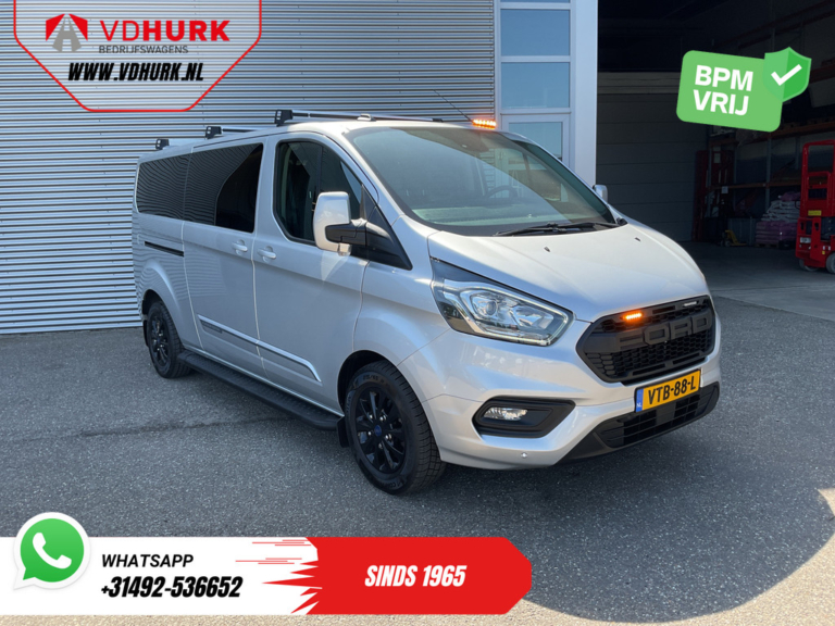 Ford Transit Custom Van 2.0 TDCI 130 hp Aut DC Double Cab 2xSliding door/ NL Auto/ Carplay/ Leather/ Seatverw./ Navi/ Cruise/ Camera/ Airco/ Roof racks