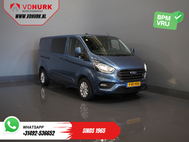 Ford Transit Custom Bestelbus 2.0 TDCI 170 pk Aut. L2 DC Dubbel Cabine 2xSchuifdeur/ Carplay/ Stoelverw./ Navi/ Airco/ Camera/ Cruise/ 16”LMV/ PDC/ Trekhaak