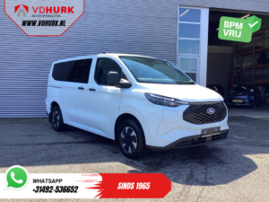 Ford E-Transit Custom – przewóz osób, kombi, wersja Trend, 71 kWh, 360 km (WLTP), oświetlenie LED, ogrzewanie postojowe, podgrzewane fotele, podgrzewana kierownica, CarPlay, 9 miejsc, 9-osobowy, klimatyzacja, kamera, system parkowania PDC, tempomat