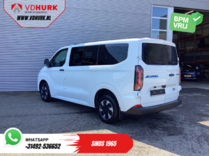 Ford E-Transit Custom – przewóz osób, kombi, wersja Trend, 71 kWh, 360 km (WLTP), oświetlenie LED, ogrzewanie postojowe, podgrzewane fotele, podgrzewana kierownica, CarPlay, 9 miejsc, 9-osobowy, klimatyzacja, kamera, system parkowania PDC, tempomat