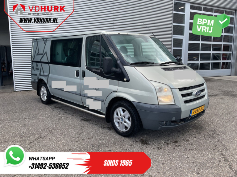 Furgoneta Ford Transit 2.2 TDCI DC, doble cabina, EXPORT, 2,8 t de capacidad de remolque, 2 puertas correderas, calefacción en los asientos, navegador, aire acondicionado, control de crucero, llantas de 16 pulgadas, barras laterales y gancho de remolque